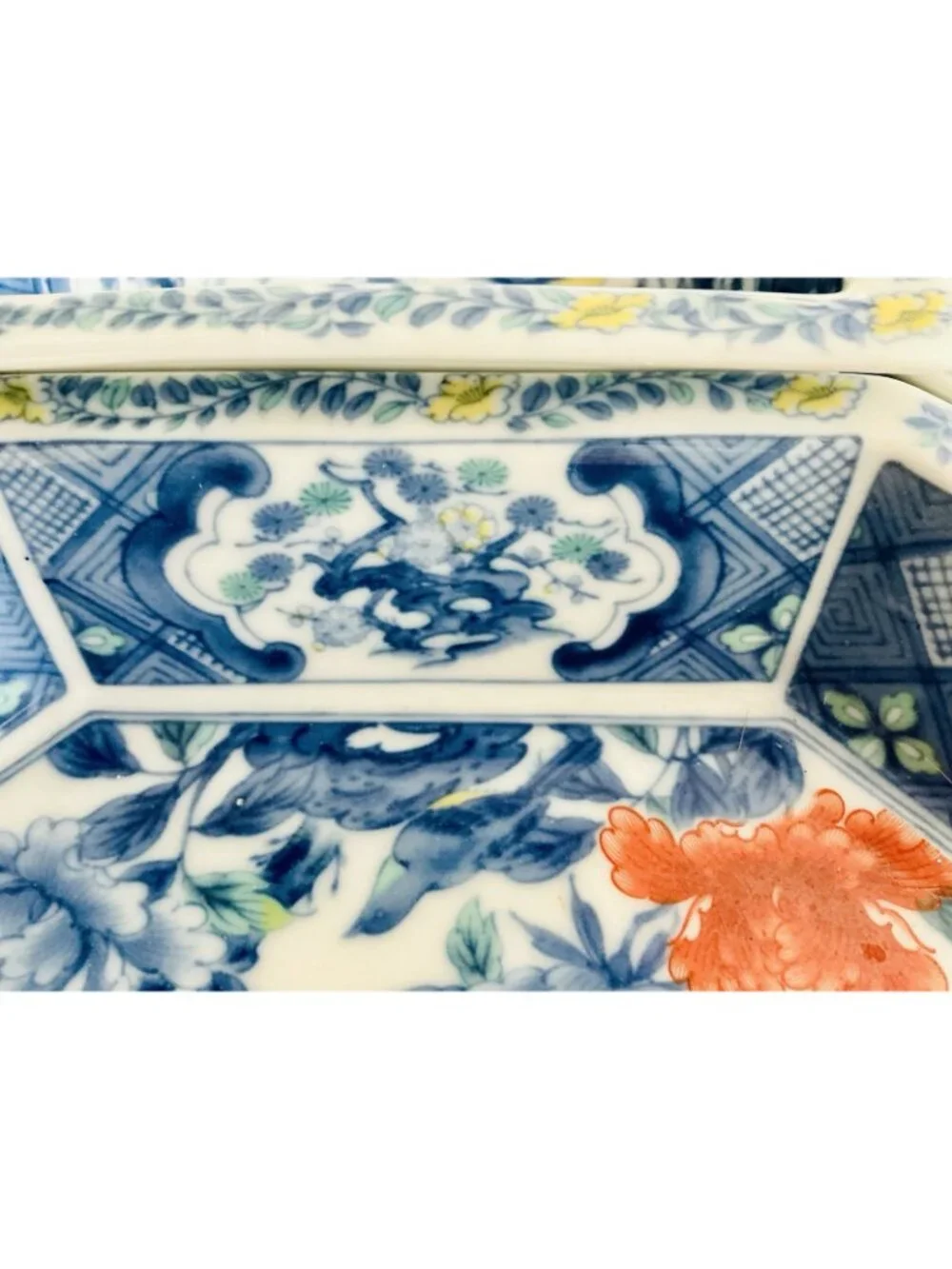 Chinoiserie Blue & White 5 Section Lazy Susan Serving Carousel Imari Porcelain